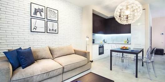st. Dragomirova 17 Living Room Flatscreen TV, Fold-out Sofa Set, Interior Condition Brand New