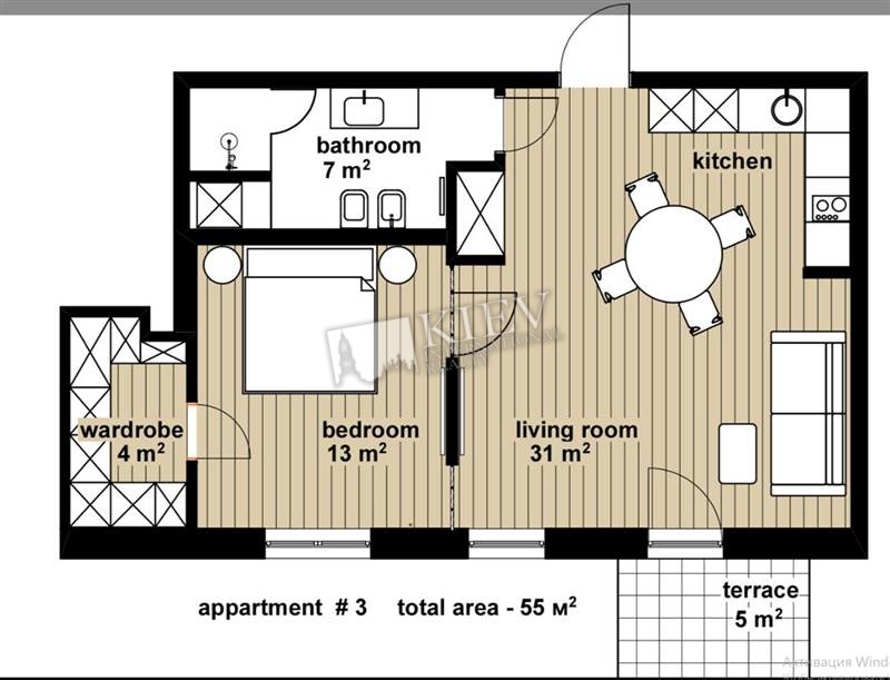 st. Desyatinnaya 13 Living Room Fold-out Sofa Set, Walk-in Closets One Walk-in Closet