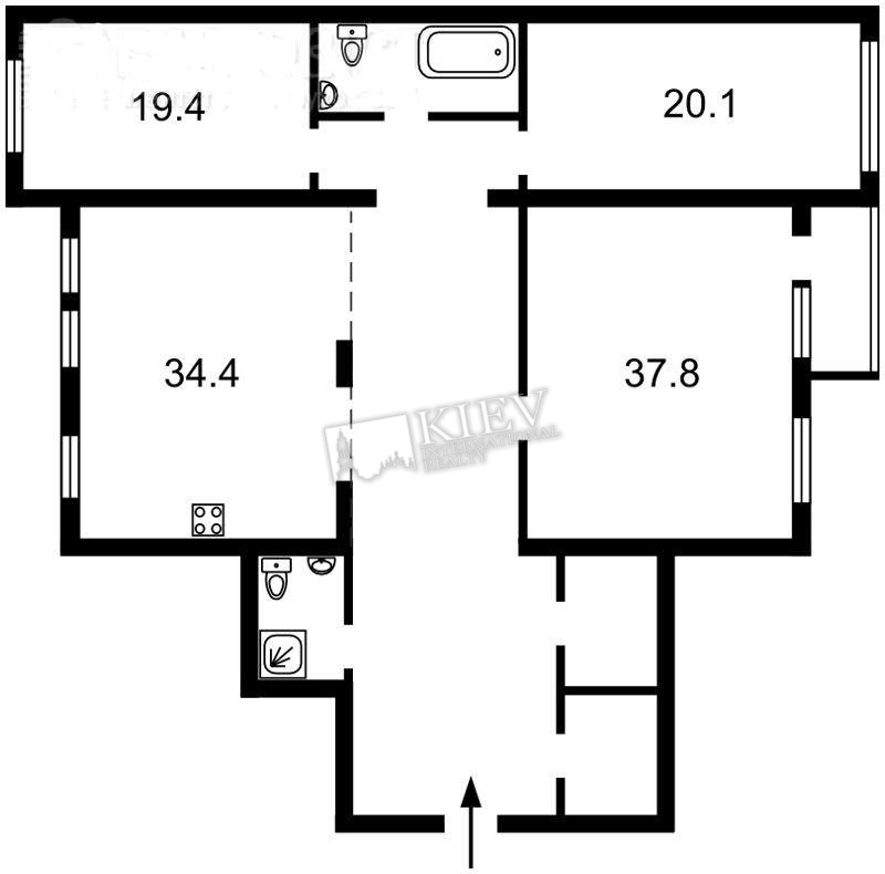 st. Kruglouniversitetskaya 3-5 Kitchen Dining Room, Dishwasher, Electric Oventop, Interior Condition Bare Walls
