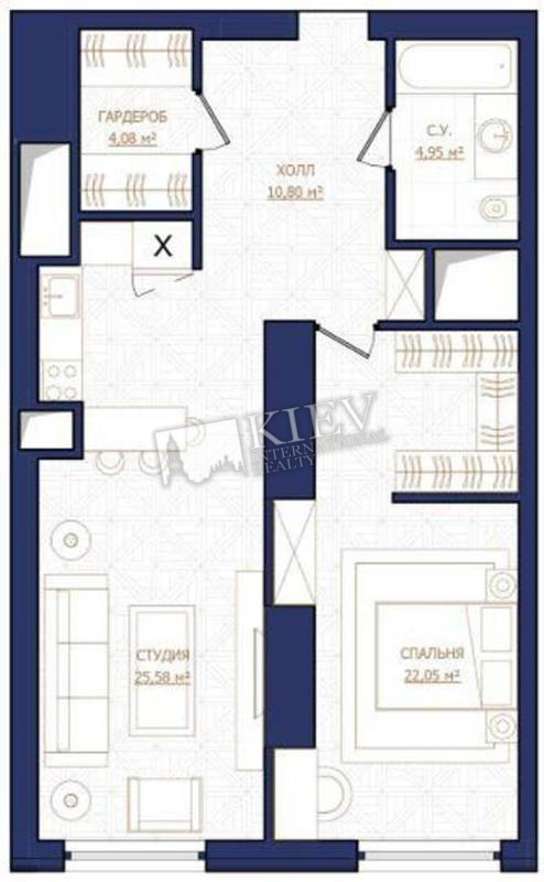 One-bedroom Apartment st. Krasnoarmeyskaya 91-93 17269