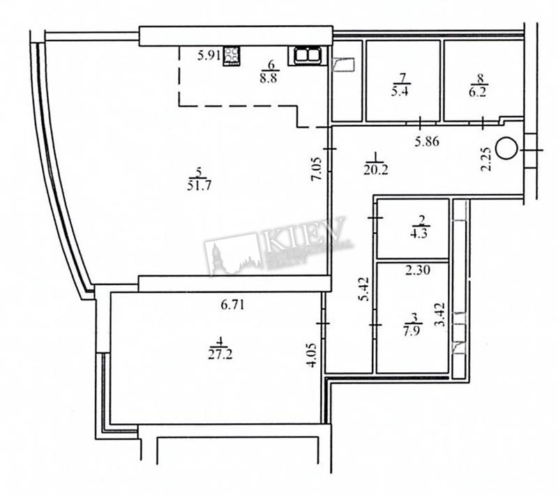 One-bedroom Apartment st. Klovskiy spusk 7 17711